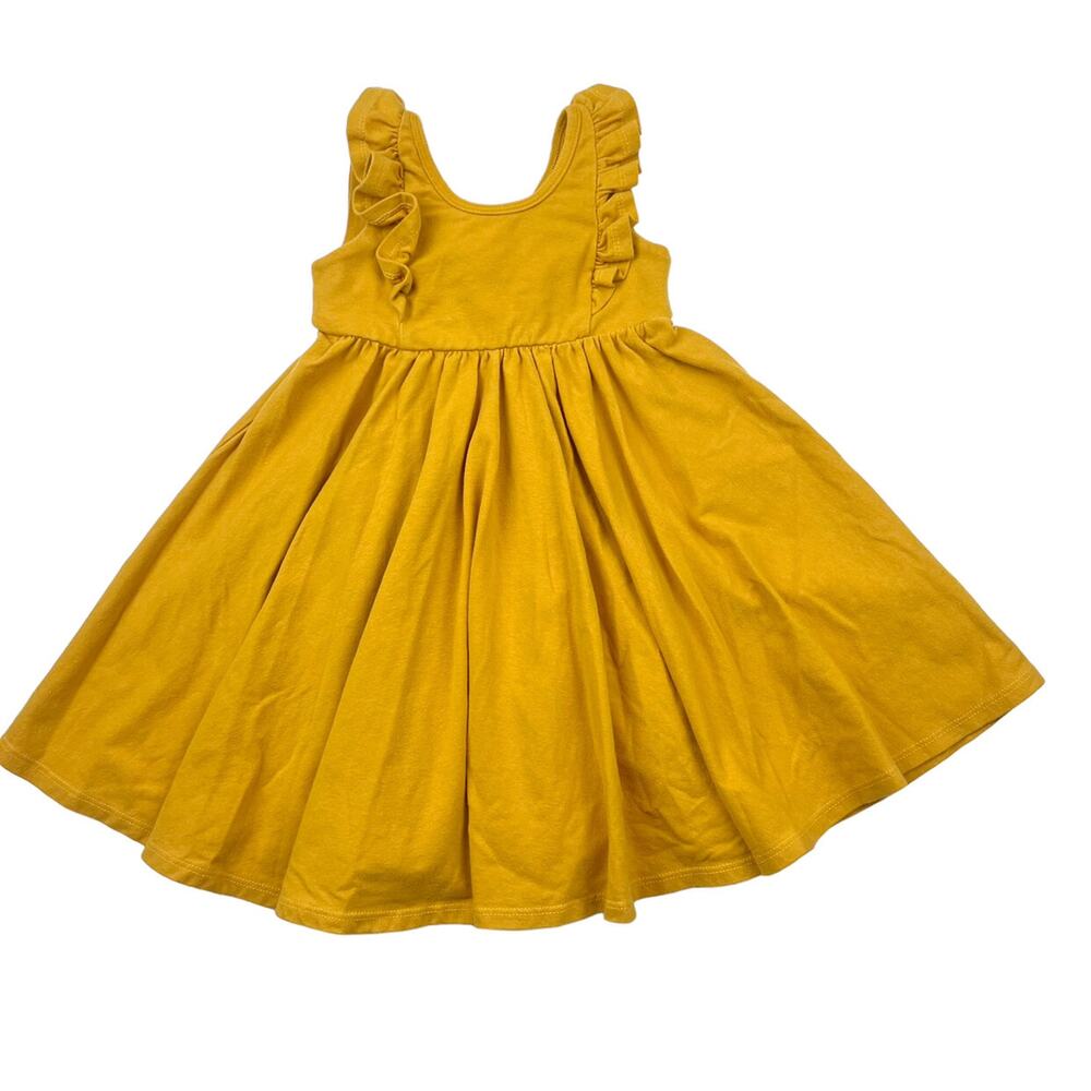Remie Girl Mustard Ruffle Tank Dress